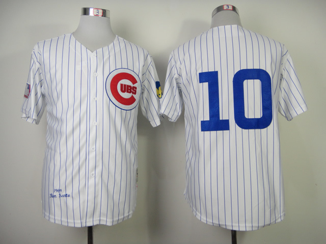 Men Chicago Cubs #10 Santo White Throwback 1969 MLB Jerseys